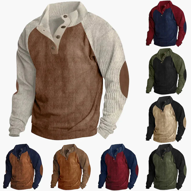 Drune | Freizeitpullover mit Vintage-Raglanstil und Knopfleiste - Ideal für Alltag und Outdoor