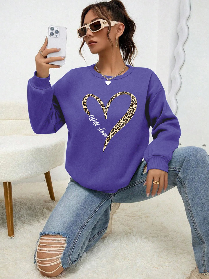 Drune | Sweatshirt mit Leopard-herzprint Polyester Trendy und Komfortabel