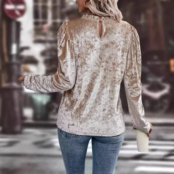 Drune | Samtbluse mit Puffärmeln Einzigartiges Design Weich und Elegant