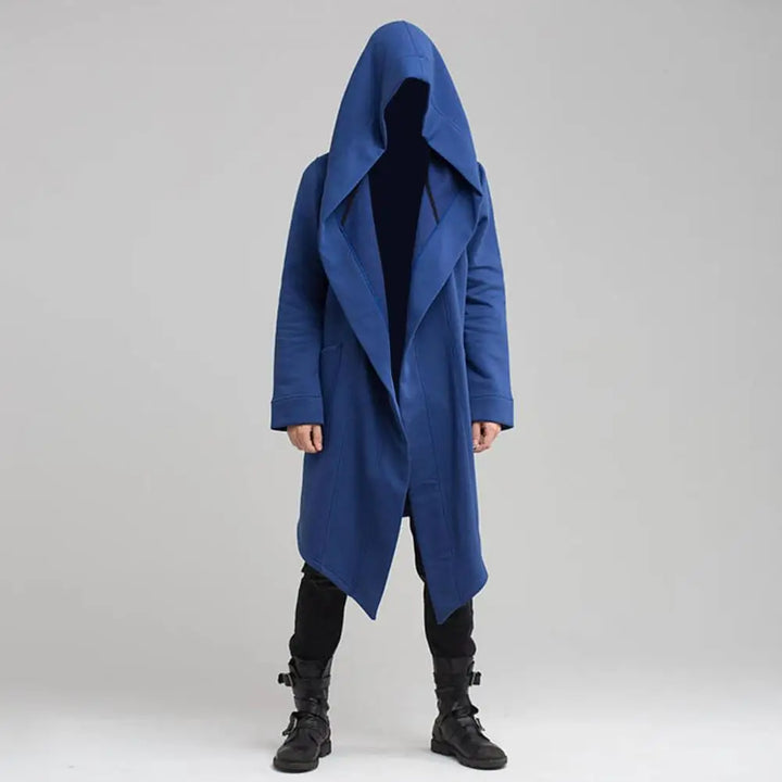 Drune | Lange Strickjacke Im Gothic Stil Mit Kapuze Für Herren