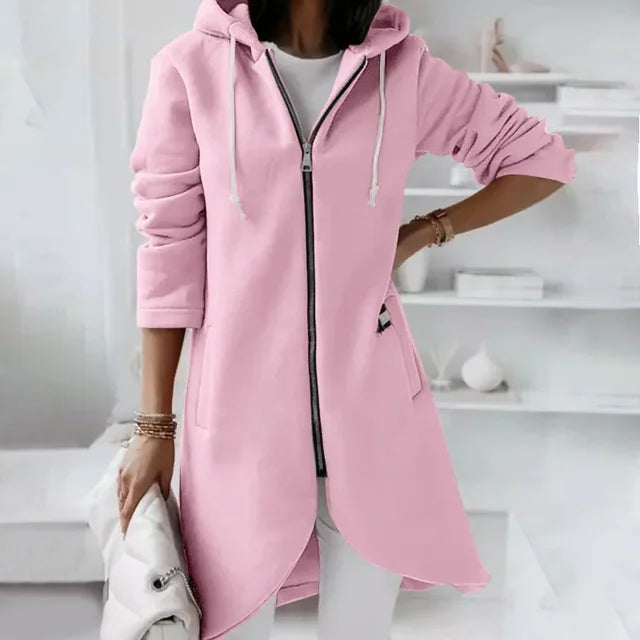 Drune | Hooded cardigan with curved hem