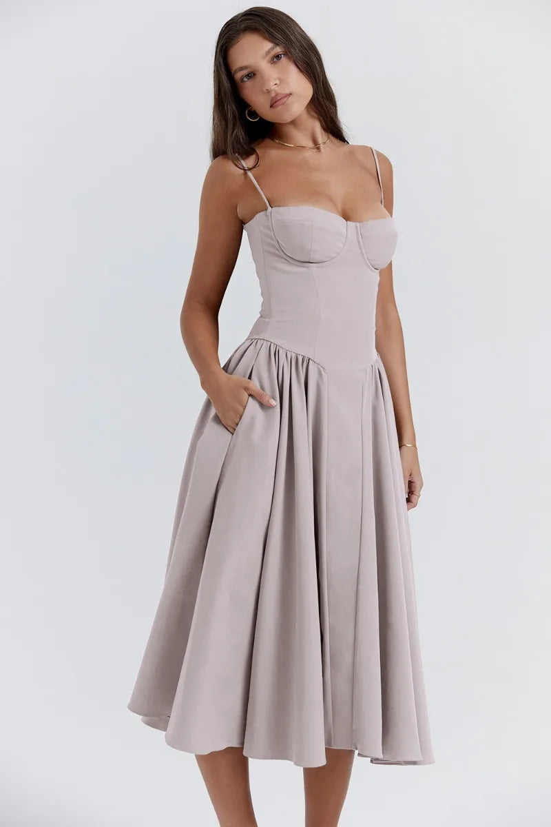Drune | Ärmelloses Midikleid Mit Korsett Passform