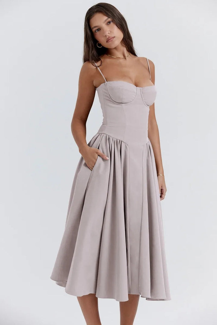 Drune | Ärmelloses Midikleid Mit Korsett Passform