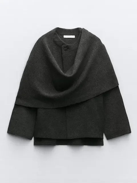 Drune | Gestrickte Capejacke Mit Schal Für Damen Im Eleganten Herbststil