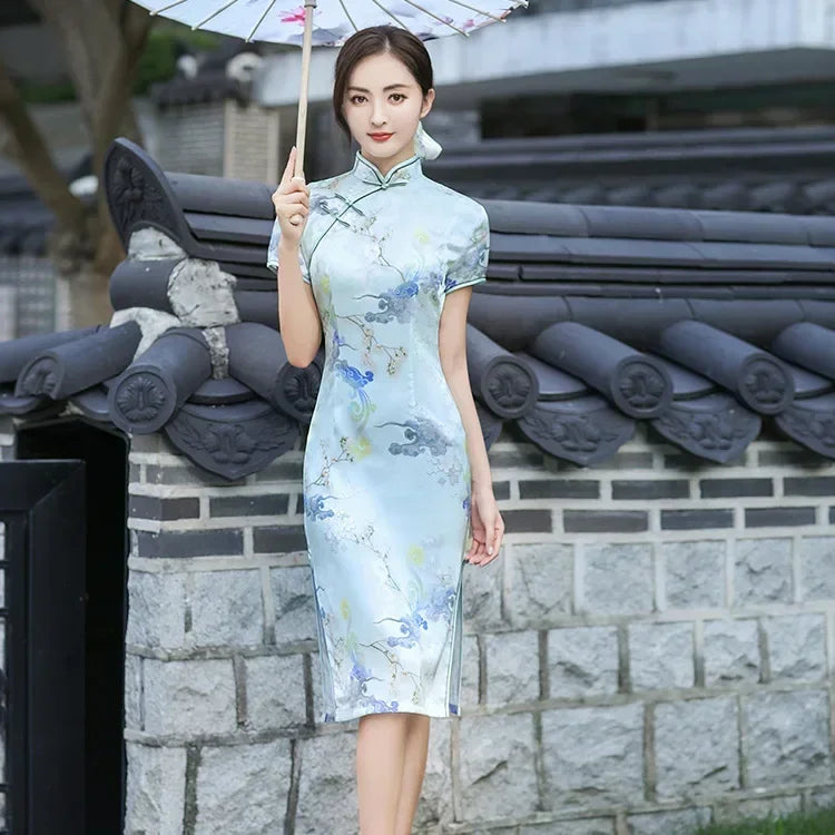 Drune | Cheongsam Qipao Mode Kleidung Lässig Elegant Ethnischer Stil Vintage Kleid für Frauen Streetwear Frauen Kleidung Festlich Chinesisch