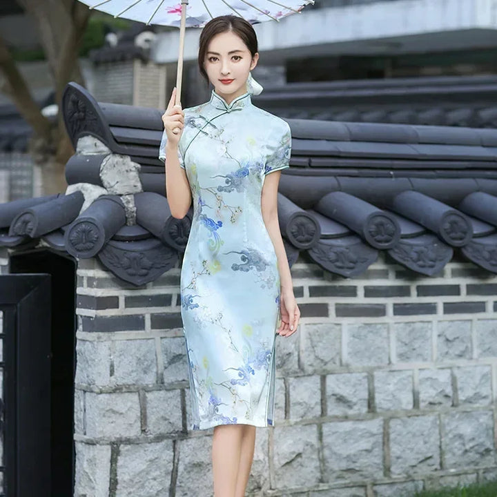 Drune | Cheongsam Qipao Mode Kleidung Lässig Elegant Ethnischer Stil Vintage Kleid für Frauen Streetwear Frauen Kleidung Festlich Chinesisch
