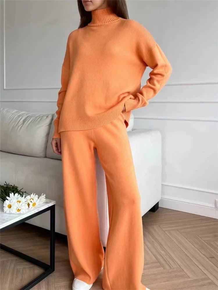 Drune | teilige Loungewear-Set - gestrickter Damenpullover und Hose