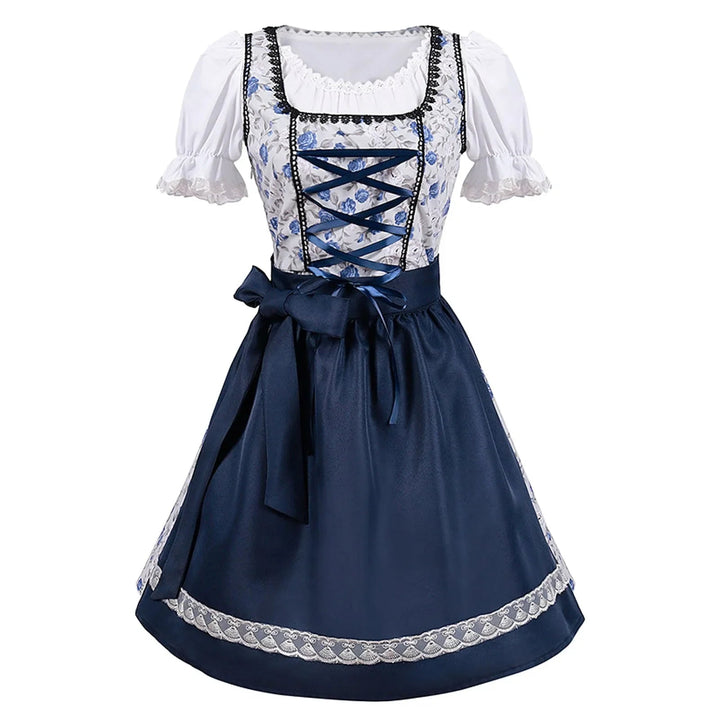 Drune | Kurzärmelig Spitze Oktoberfest Kleid mit Schürze