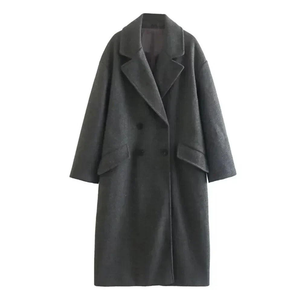 Drune | Gebrüstete Übergroße Wolljacke - Zeitloser Stil - Warm und Schick