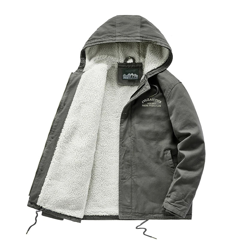 Drune | Warme Winterjacke mit Kapuze Baumwolle Komfort und Robustheit