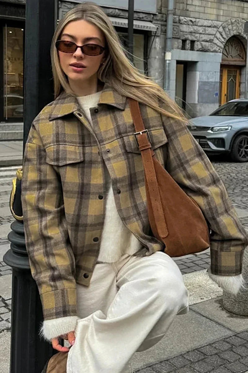 Drune | kariert lässiger Reversjacke