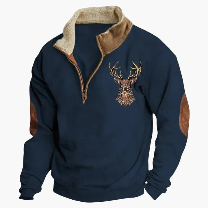Drune | Vintage Western Half-Zip Pullover mit Ethno-Muster für Outdoor und Freizeit