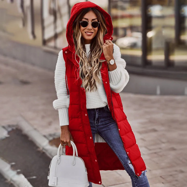 Drune | Lange Pufferweste mit Kapuze Polyester Warm, Trendy