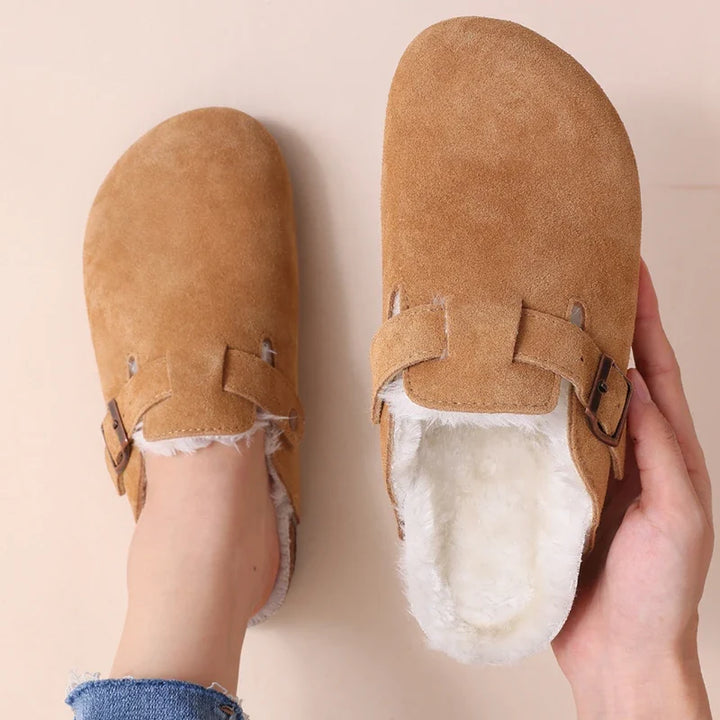 Drune | Pantoletten Damen – rutschfeste warme Winter Hausschuhe