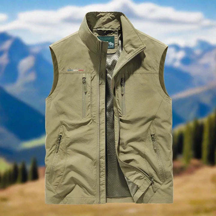Drune Herren Outdoor-Weste mit Reißverschluss und mehreren Taschen