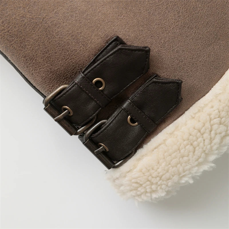 Drune | Klassische Lederweste mit Plüschfutter Polyester/leder Vintage, Warm