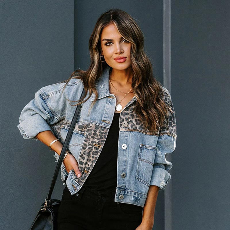 Drune - Leoparden-Denimjacke