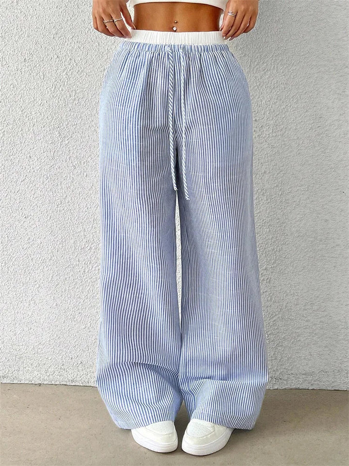 Drune | Gestreifte Hose mit Weitem Bein