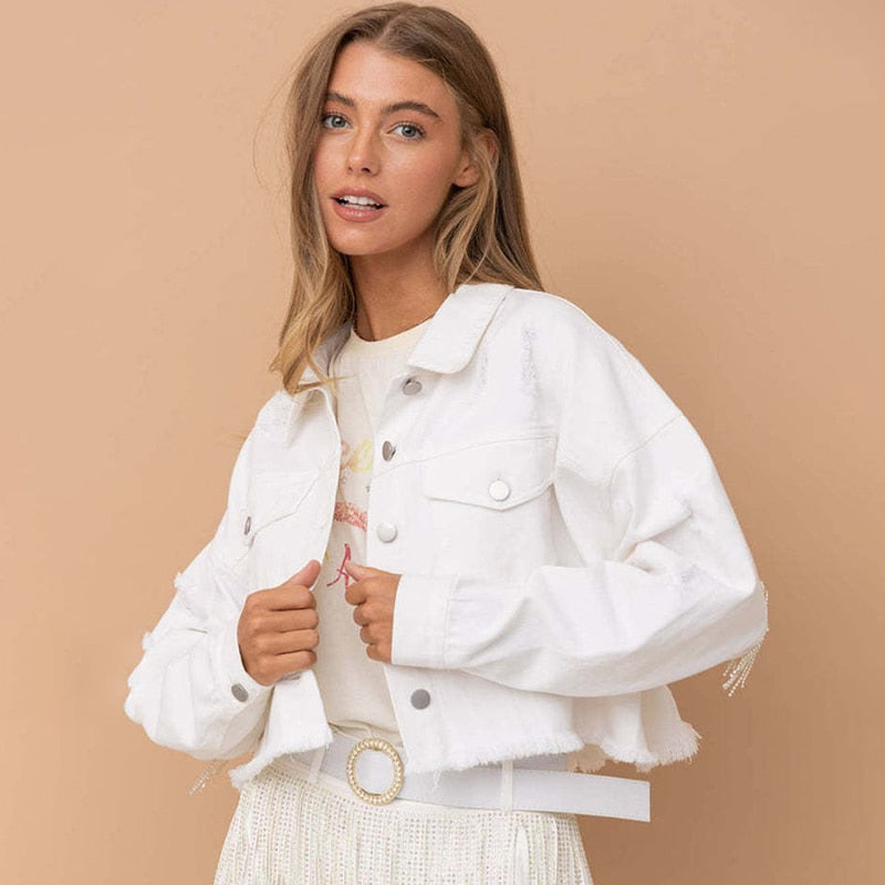 Drune - Jeansjacke mit Fransen