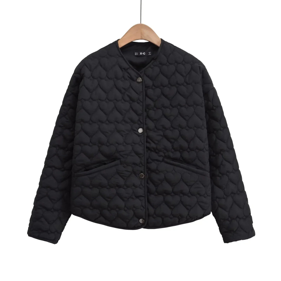 Drune | Steppjacke mit Herzen – Leichter Puffer mit Druckknöpfen