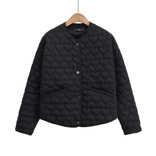 Drune | Women's quilted jacket with hearts – lightweight puffer with snap fasteners