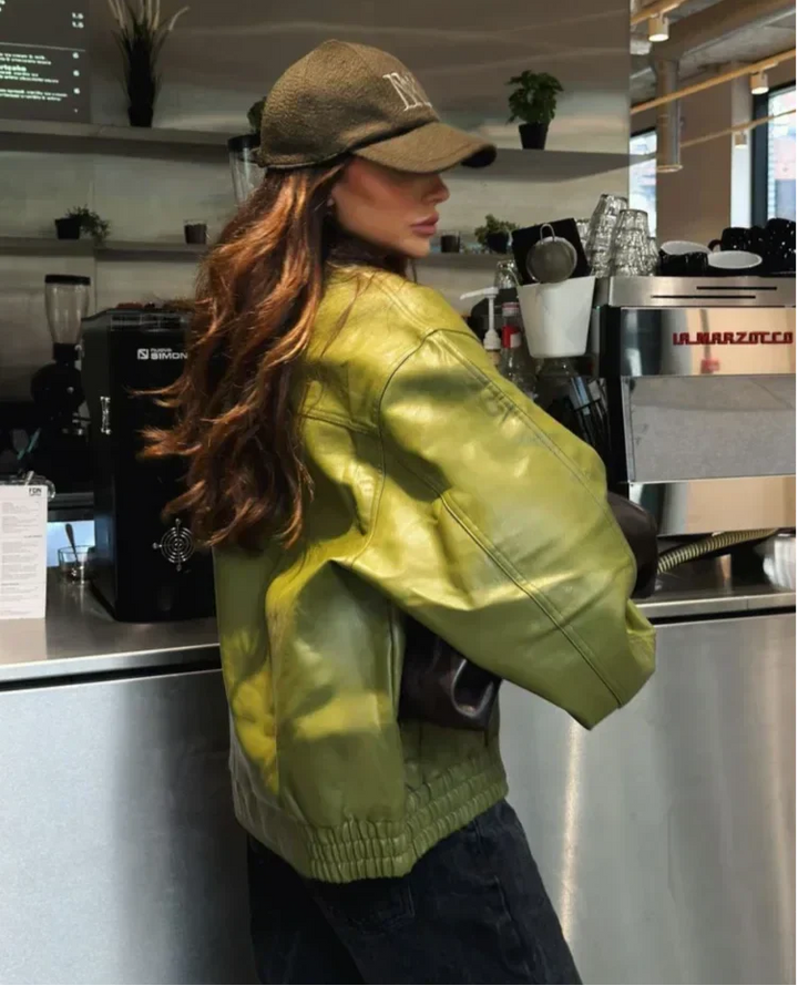 Drune | Trendy Übergröße PU-Lederjacke