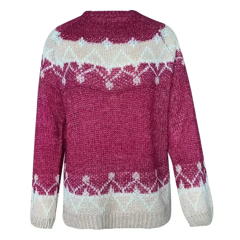Drune -  Hässlicher Weihnachtspulli - Dicker Strickpulli mit gemütlichem Jacquardmuster