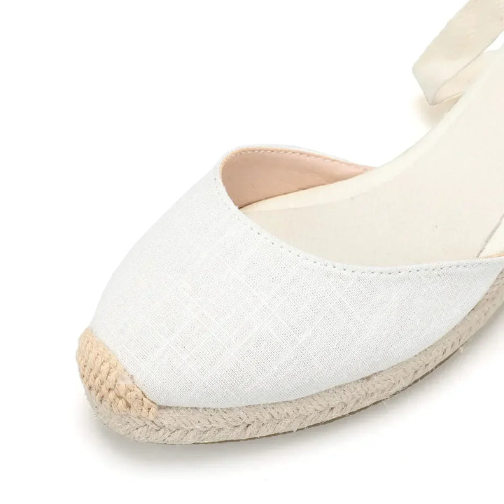 Drune | Espadrilles Mit Keilabsatz Weiß Bequeme Schnür Sandalen Für Sommer