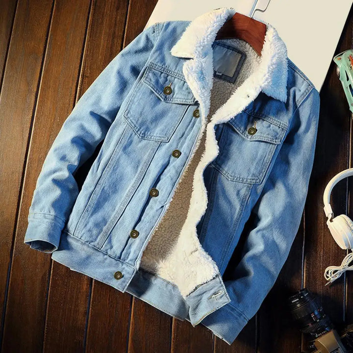 Drune | Stylische warme Sherpa Jeansjacke für Männer