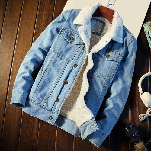 Drune | Stylische warme Sherpa Jeansjacke für Männer