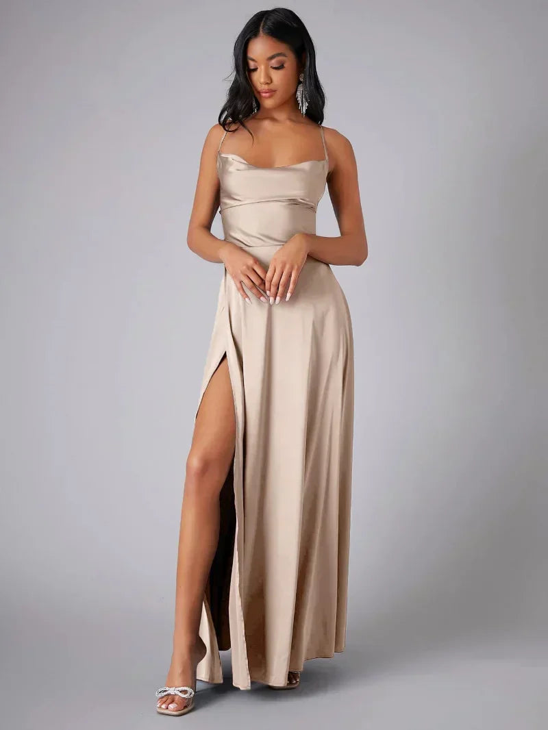 Drune | Seiden-Maxikleid mit Geflochtenem Rücken Kleid Dich für Formelle Anlässe Lucette