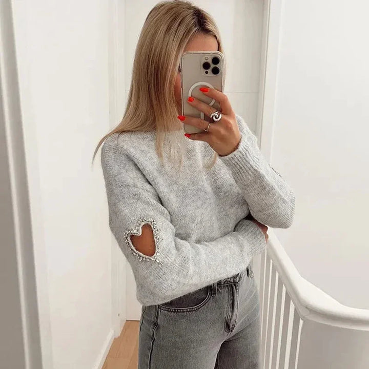 Drune | Mode Liebe Herz Ausgehöhlter Pullover