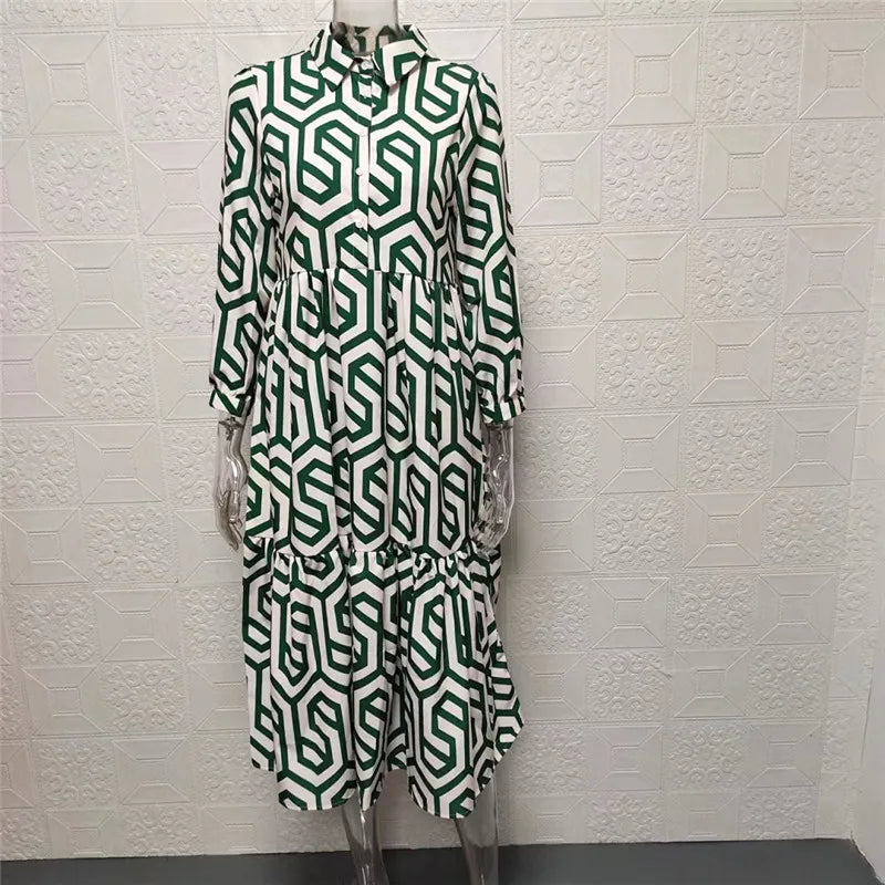 Drune | Langärmliges Kleid Mit Geometrischem Muster