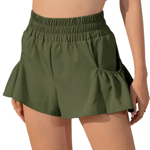 Drune | Damen Sport Shorts Mit Rüschen Und Taschen