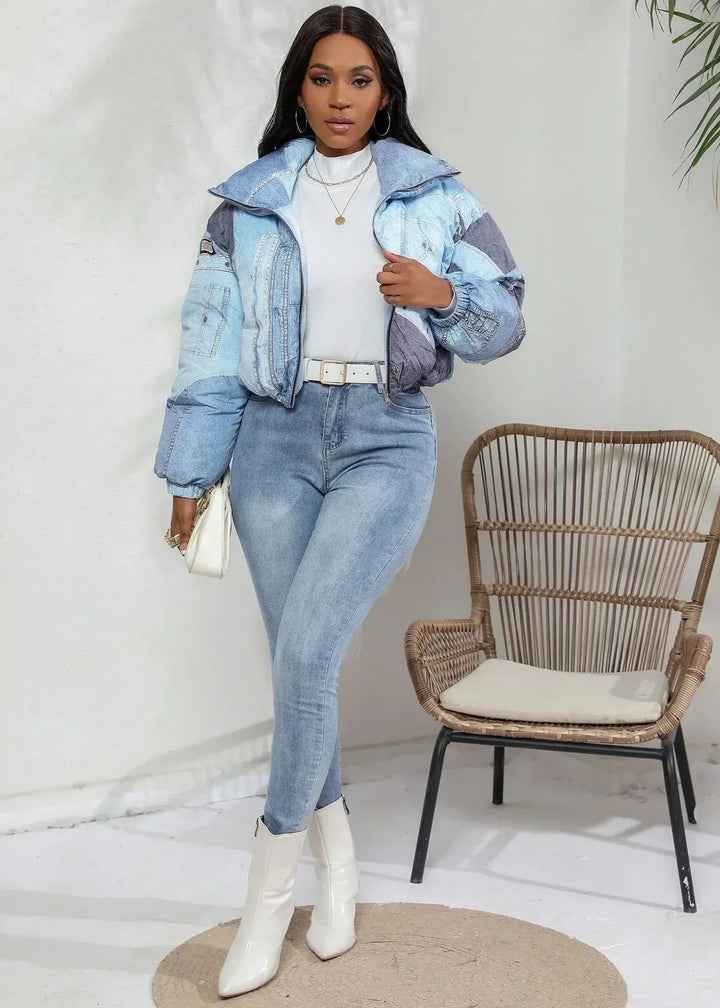 Drune | Farbblock Pufferjacke - Verkürztes Design - Trendige Wintermode