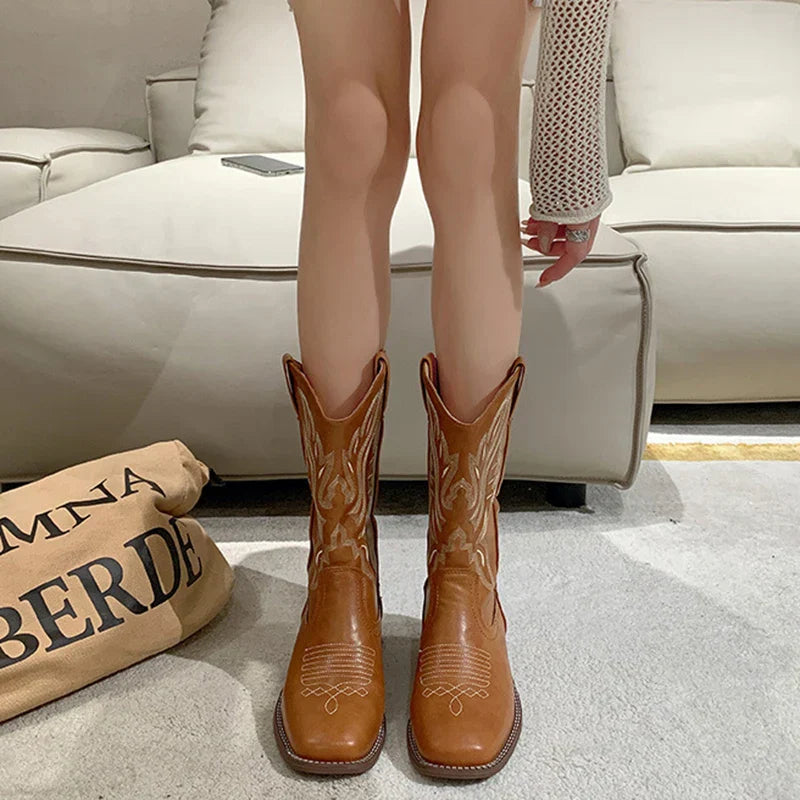 Drune | Bestickte Cowboystiefel Aus Leder Für Damen