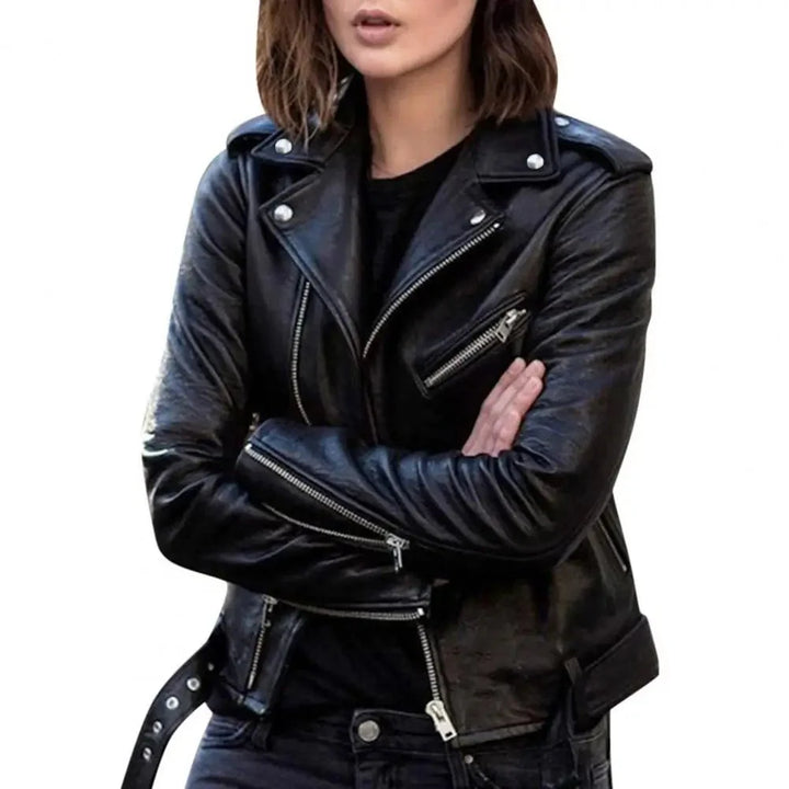 Drune | Leder Motojacke - Asymmetrischer Reißverschluss - Elegant und stilvoll - Biker-inspiriert