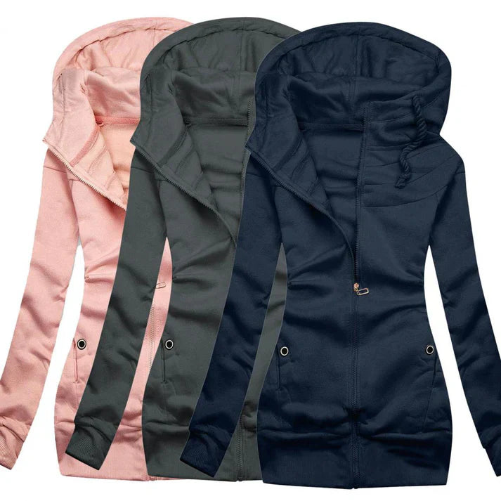 Drune | übergroßer Zip Hoodie mit Fleece, Kapuze und Reißverschluss für Damen - Ideal für Alltag