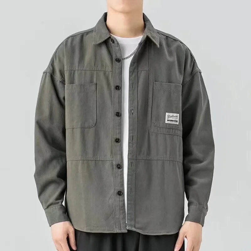 Drune | Weinlese Hemdjacke Mit Langen Ärmeln