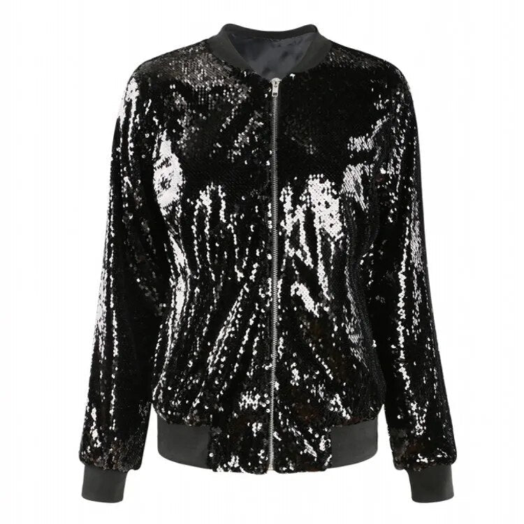Drune | Paillettenmantel Bomberjacke
