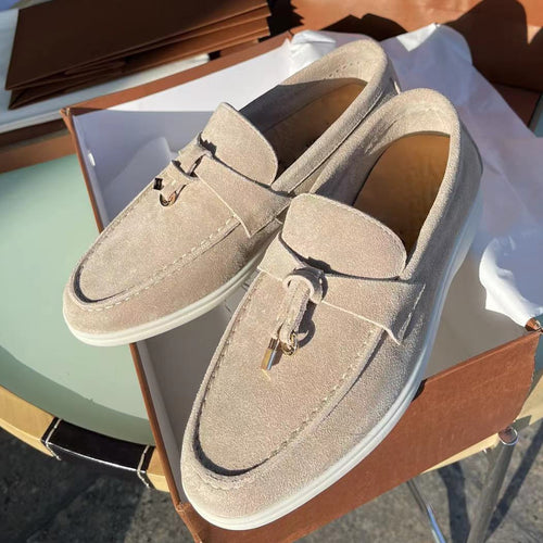 Loafers Wildleder Damen Klassisch Komfort