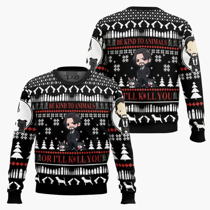 Drune | Ugly Christmas Sweater - Lustiger "Wick-Mas" Pullover für Fans, Weihnachten, Party
