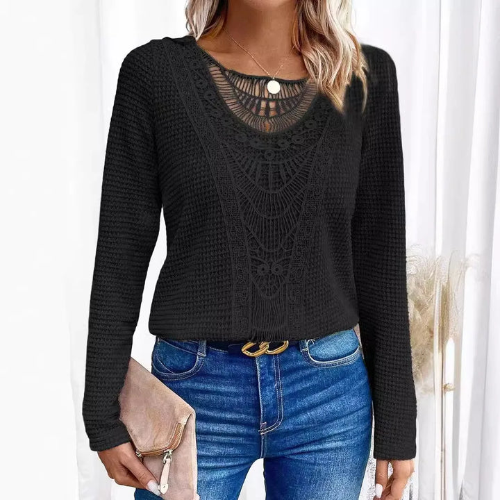 Drune | Bluse mit Spitze Strukturiertes Strick Elegant und Boheme