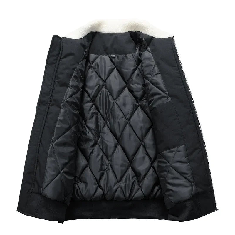 Drune | Winter Bomberjacke mit modischem Lammfellkragen - Lässiger Stil für kalte Tage