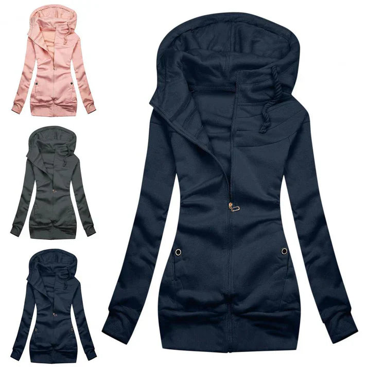 Drune | übergroßer Zip Hoodie mit Fleece, Kapuze und Reißverschluss für Damen - Ideal für Alltag