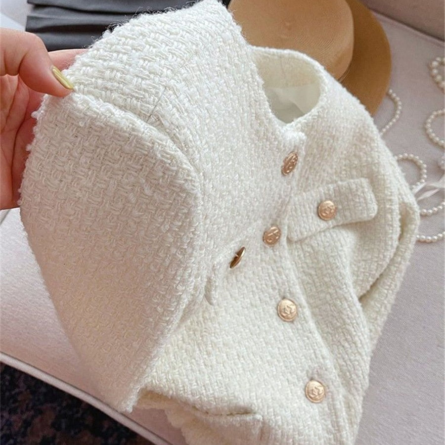 Drune | Damen Tweedjacke mit Rundhalsausschnitt