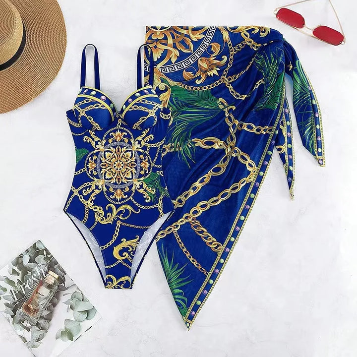 Drune | Luxus Neu Zwei Teile Frauen Bikini Set Push Up Blumendruck Bikini Strappy Bandage Badebekleidung Brasilianisch Biquini Badeanzug