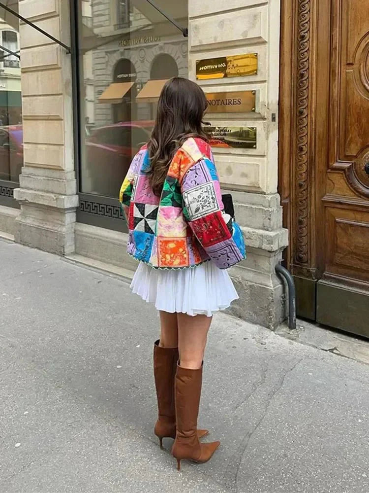 Drune | Steppjacke - Lebhaftes Multicolor-Design - Boho Chic - Gemütliche Oberbekleidung