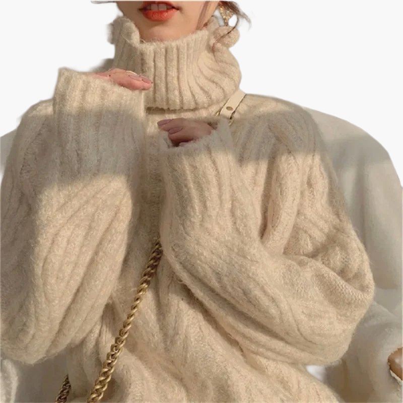 Drune | Strickpullover im koreanischen Stil mit lockerem Schnitt und Rollkragen - Modischer Herbst- und Winterpullover
