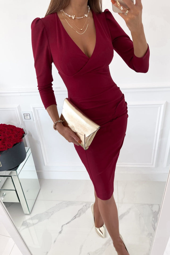 Drune | Körperbetontes Kleid mit V-Ausschnitt für Damen